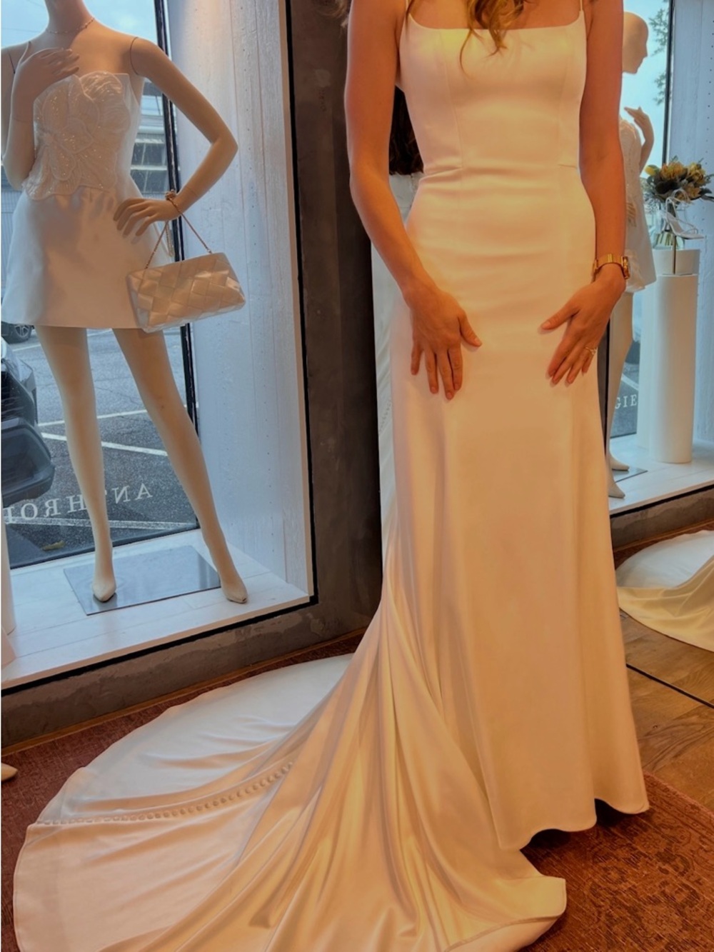 Jenny by Jenny Yoo Ronnie Fitted Stretch Satin Wedding Gown - Picture 3 of 6